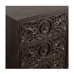 Indian Hand Carved Solid Wood Chest of Drawers D30