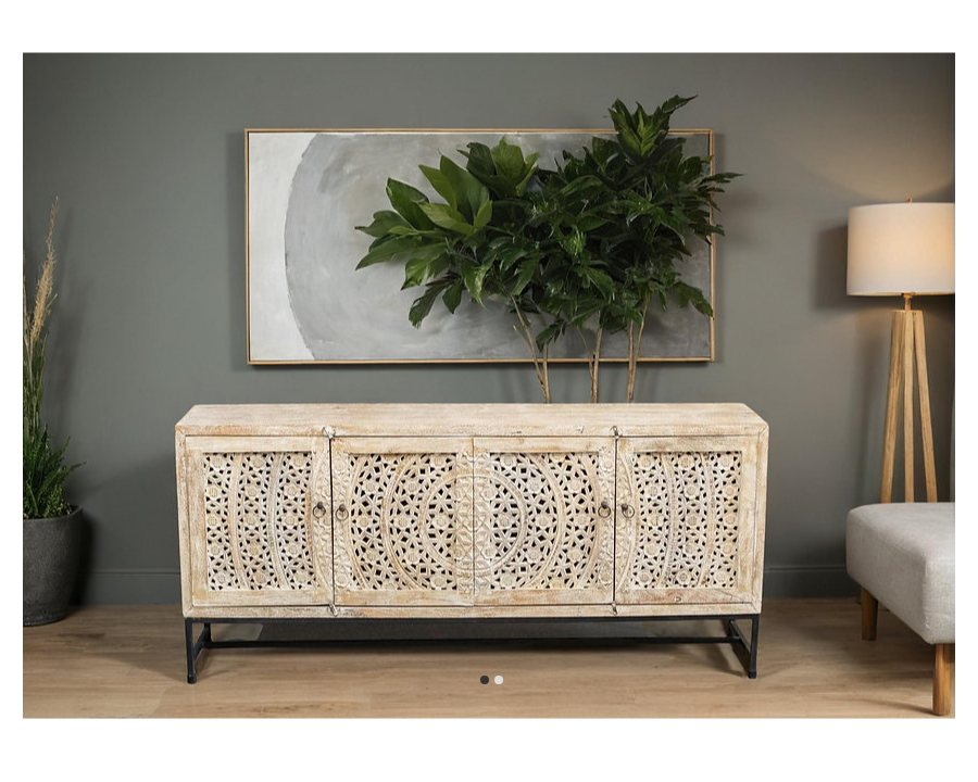 Indian Hand Carved Solid Wood Sideboard C25