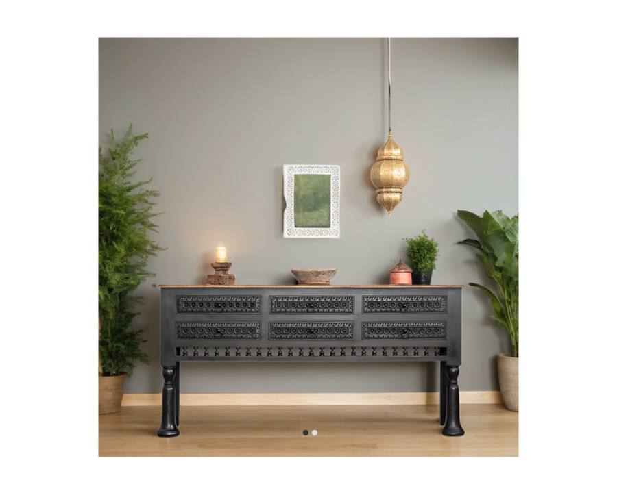 Indian Hand Carved Solid Wood Chest of Drawers Dresser D34