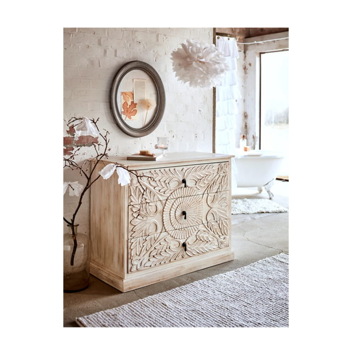 Indian Hand Carved Solid Wood Chest of Drawers D36