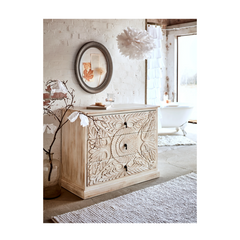 Indian Hand Carved Solid Wood Chest of Drawers D36