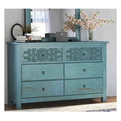 Indian Hand Carved Solid Wood Chest of Drawers D38