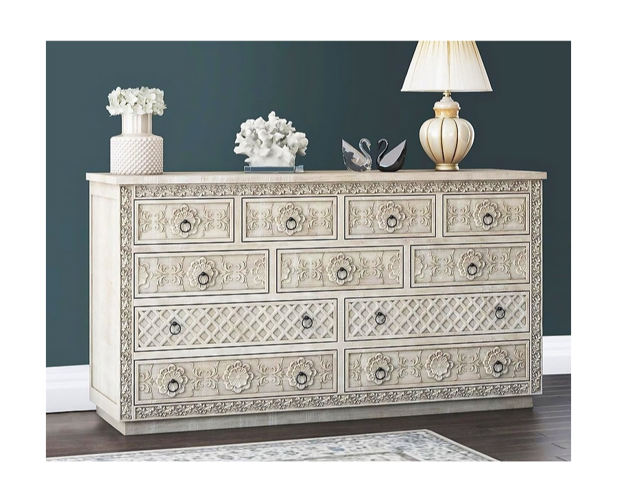 Indian Hand Carved Solid Wood Chest of Drawers D39