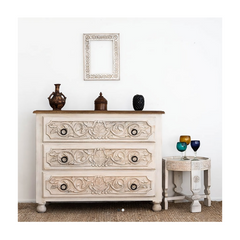 Indian Hand Carved Solid Wood Chest of Drawers D40