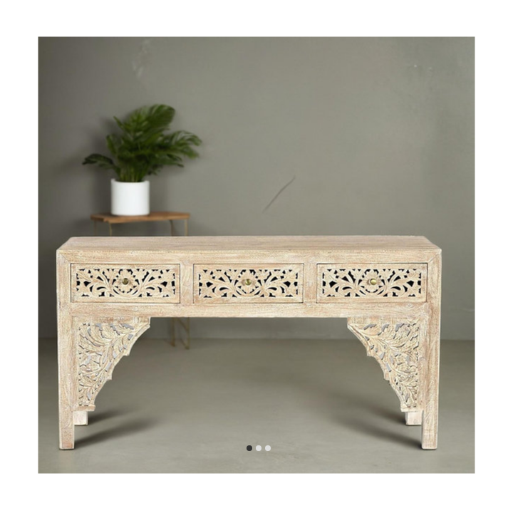 Indian Hand Carved Solid Wood Console Hall Table 30