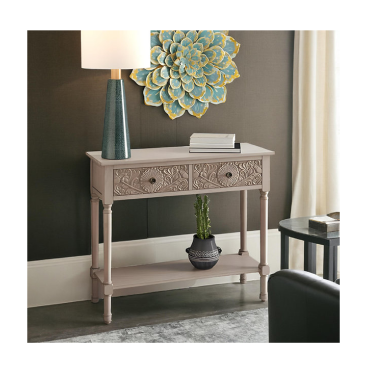 Indian Hand Carved Solid Wood Console Hall Table 31