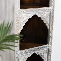 Rajasthan Handcarved Indian Furniture Wooden Single Arch Display Shelf