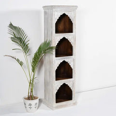 Rajasthan Handcarved Indian Furniture Wooden Single Arch Display Shelf