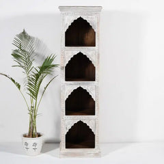 Rajasthan Handcarved Indian Furniture Wooden Single Arch Display Shelf