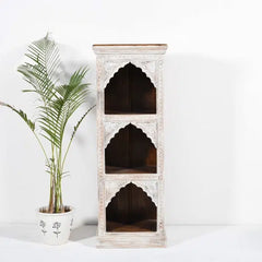 Rajasthan Handcarved Indian Furniture Wooden Single Arch Small Display Shelf