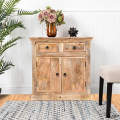 Handmade Indian Furniture Mango Wooden 2 Doors Cabinet