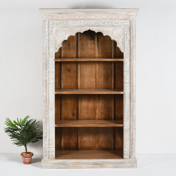 Rajasthan Handmade Indian Furniture Wooden Carved Bookshelf