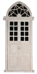 Old Door Teak Wood With A Pointed Arch In Whitewash