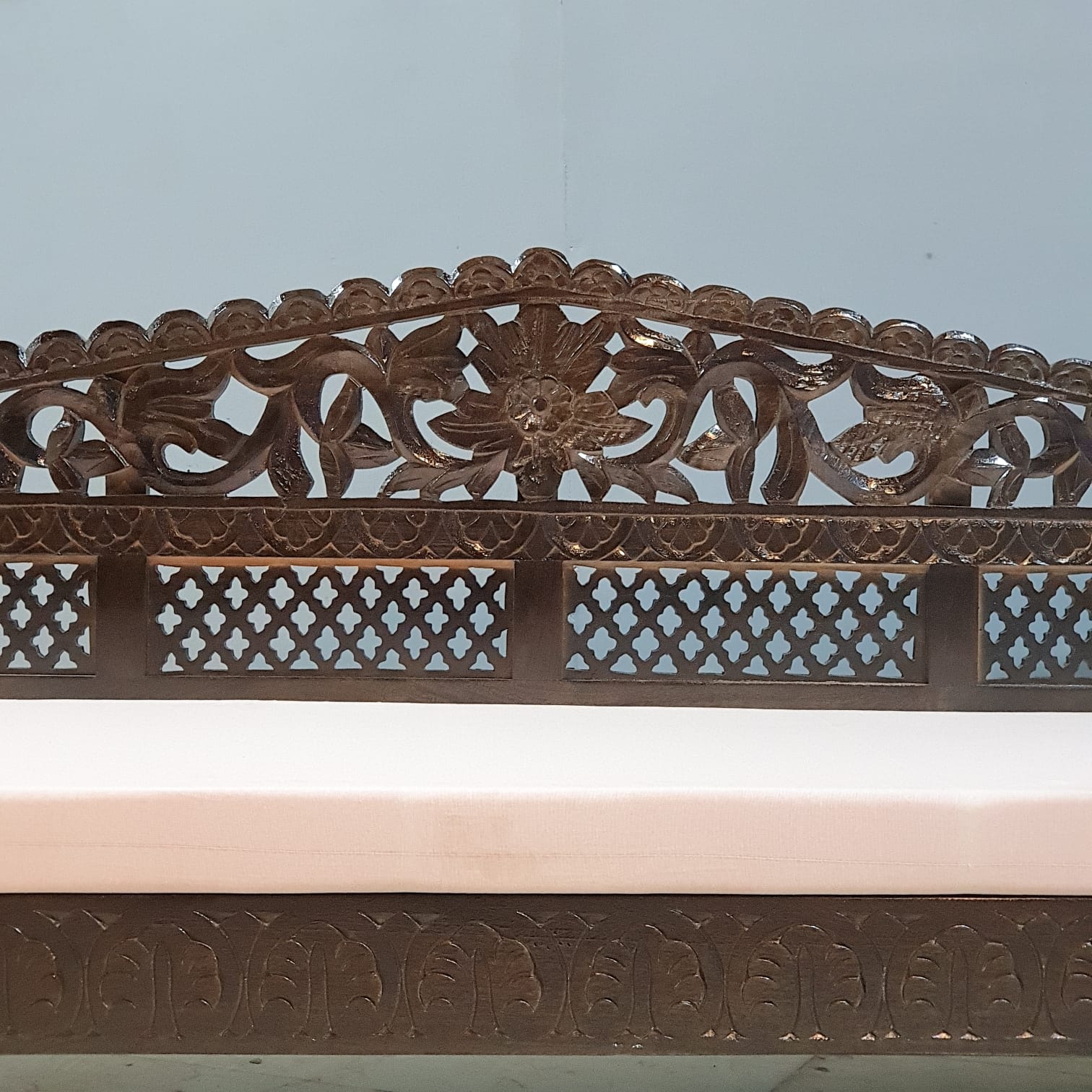 Traditional Indian carved bench carvings