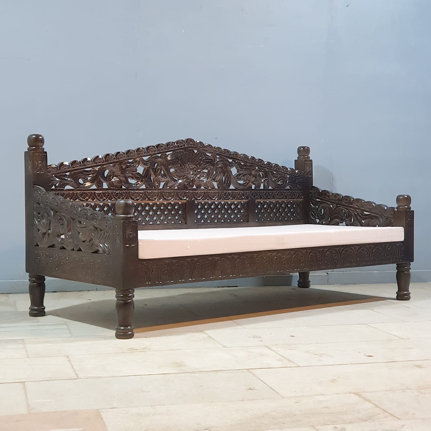 Traditional Indian carved bench seat