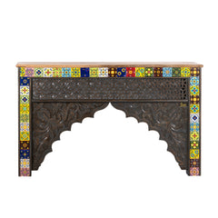 Mehrab Wooden Console Entryway Table (Black Distress)