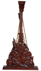 Handmade Indian Furniture Peacock Carving Teak Wood Jhula Swing Dark Brown