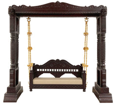 Handmade Indian Furniture Carved Solid Mango Wood Jhula Swing