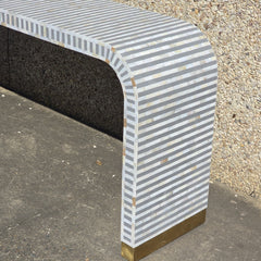 Mother of Pearl Waterfall Console Table Striped Pattern