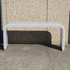 Mother of Pearl Waterfall Console Table Striped Pattern