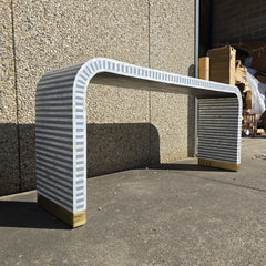 Mother of Pearl Waterfall Console Table Striped Pattern