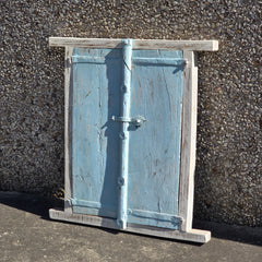 Indian Antique Hand Carved Old Small Door Panel Blue