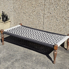 Indian Solid Wood Charpai Khat Manjhi Woven Charpai Daybed White 180x90x45cm