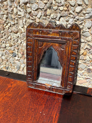 Hand Carved Indian Solid Wood Temple Mirror Brown 112