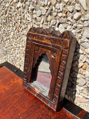 Hand Carved Indian Solid Wood Temple Mirror Brown 112