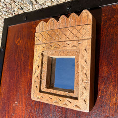 Hand Carved Indian Solid Wood Temple Mirror Brown 107