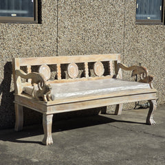 Indian Wooden Hand Carved Daybed Sofa Bird & Lion Garden Bench 180x75x90 cm