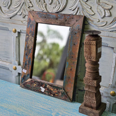 Carved Handmade Antique Old Wood Arched Mirror Frame 121