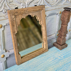 Hand Carved Indian Solid Wood Temple Mirror Brown 116