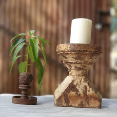 Indian Wooden Seed Candle Holder Stand 06