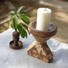 Indian Wooden Seed Candle Holder Stand 06