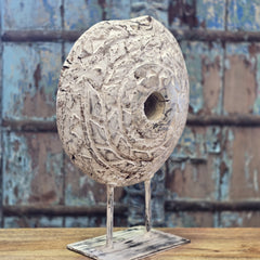 Indian Handcrafted Wooden Home Decor Showpiece Rustic White 12