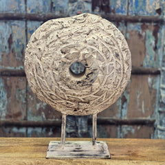 Indian Handcrafted Wooden Home Decor Showpiece Rustic White 12