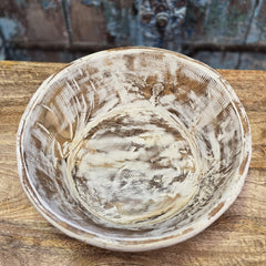 Indian Handcrafted parat Wooden Bowl Rustic White 13