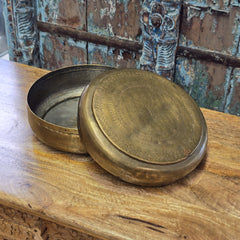 Indian Vintage Brass Round Chapati Storage Box 51