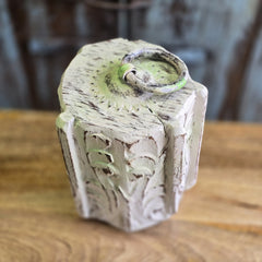 Antique Indian Pillar Base Solid Wood Door Stop Rustic White 29