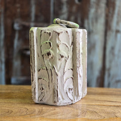 Antique Indian Pillar Base Solid Wood Door Stop Rustic White 29