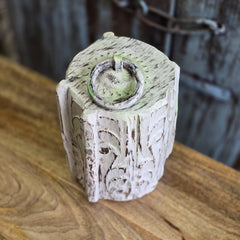 Antique Indian Pillar Base Solid Wood Door Stop Rustic White 29