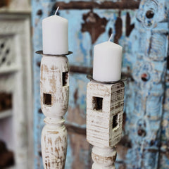 Indian Wooden Candle Holder Stand (Set of 2) 99