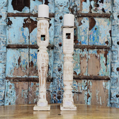 Indian Wooden Candle Holder Stand (Set of 2) 99