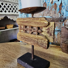 Indian Wooden Candle Holder Stand (Set of 2) 114