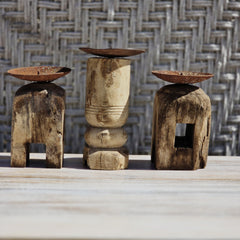 Indian Wooden Hand Carved Candle Holder Stand ( Set of 3) 285