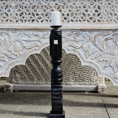 Indian Wooden Hand Carved Candle Holder Stand 282