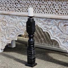 Indian Wooden Hand Carved Candle Holder Stand 282