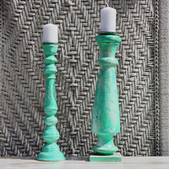 Indian Wooden Hand Carved Candle Holder Stand (Set of 2) 281