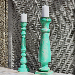 Indian Wooden Hand Carved Candle Holder Stand (Set of 2) 281